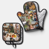 重なり合うフォトコラージュ29枚 鍋つかみ&鍋敷きセット (正面/裏面)