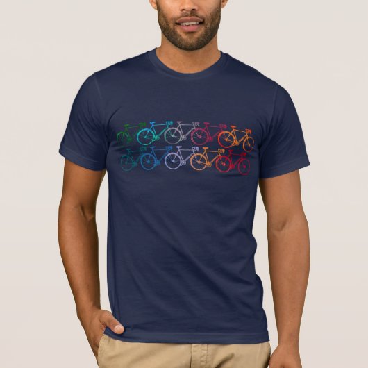 重なり合うホイールカラーバイク Tシャツ (正面)