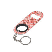 重なり合うミニマス、赤または珊瑚の色調 キーホルダー栓抜き (裏面アングル)