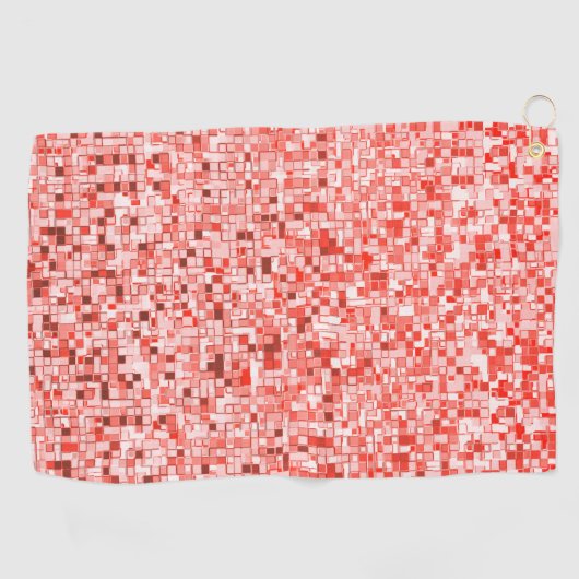 重なり合うミニマス、赤または珊瑚の色調 ゴルフタオル (横)