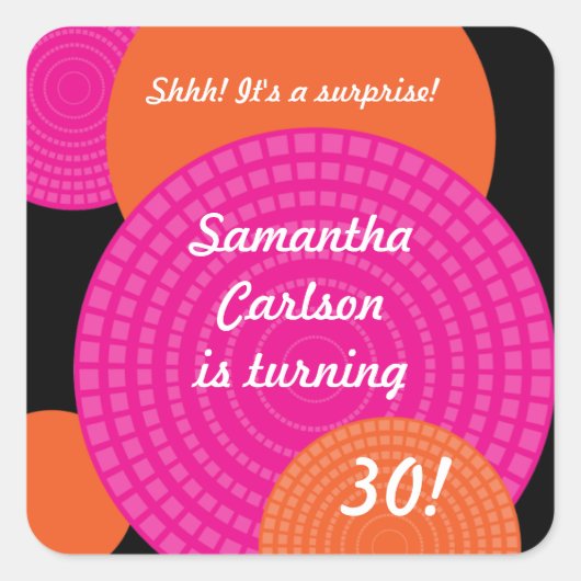 重なり合う円誕生日シール スクエアシール (正面)