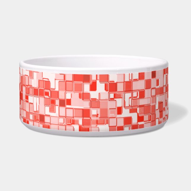 重なり合う小さな正方形、赤または珊瑚の色調 ボウル (正面)