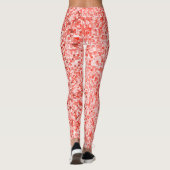 重なり合う小さな正方形、赤または珊瑚の色調 レギンス (裏面)