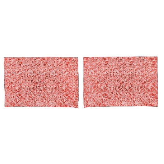 重なり合う小さな正方形、赤または珊瑚の色調 枕カバー (フロントセット)
