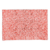 重なり合う小さな正方形、赤または珊瑚の色調 枕カバー (正面右)