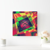 重なり合う斜めおよびほつれた長方形 スクエア壁時計 (ホーム)