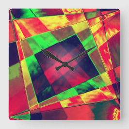 重なり合う斜めおよびほつれた長方形 スクエア壁時計