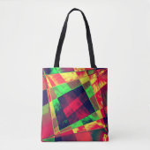 重なり合う斜めおよびほつれた長方形 トートバッグ (正面)