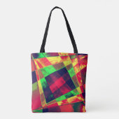 重なり合う斜めおよびほつれた長方形 トートバッグ (裏面)