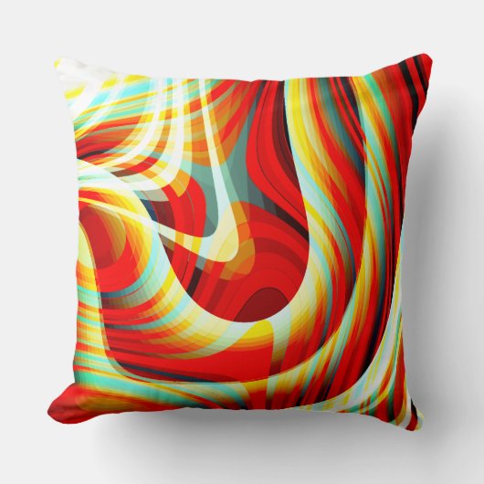 重なり合う曲線の赤い線の拡大 クッション (正面)
