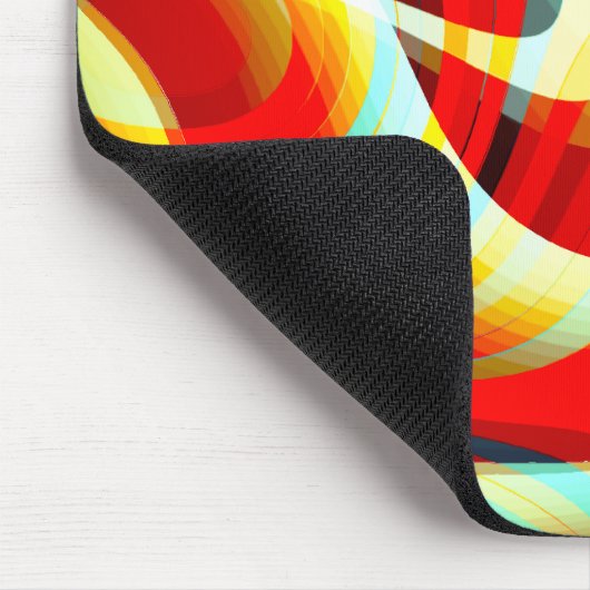 重なり合う曲線の赤い線の拡大 マウスパッド (コーナー)