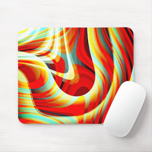 重なり合う曲線の赤い線の拡大 マウスパッド (マウス)