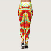 重なり合う曲線の赤い線の拡大 レギンス (裏面)