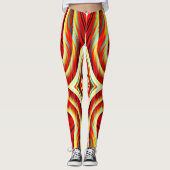 重なり合う曲線の赤い線の拡大 レギンス (正面)