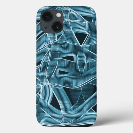 重なり合う曲線をテープ状に、青いネオンレリーフ、 浮き彫り Case-Mate iPhoneケース (裏面)