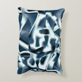 重なり合う曲線リボン、青のクロメッドトーン アクセントクッション (裏面(縦))