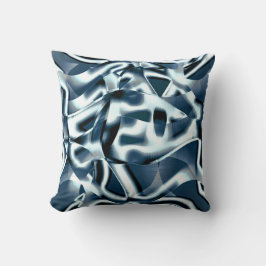 重なり合う曲線リボン、青のクロメッドトーン クッション