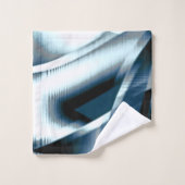 重なり合う曲線リボン、青のクロメッドトーン バスタオルセット (ウォッシュタオル)