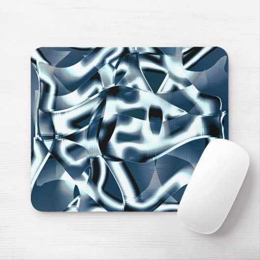 重なり合う曲線リボン、青のクロメッドトーン マウスパッド (マウス)