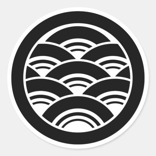 重なり合う波（円） ラウンドシール (正面)