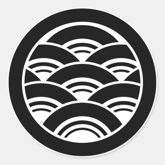 重なり合う波（円） ラウンドシール (正面)