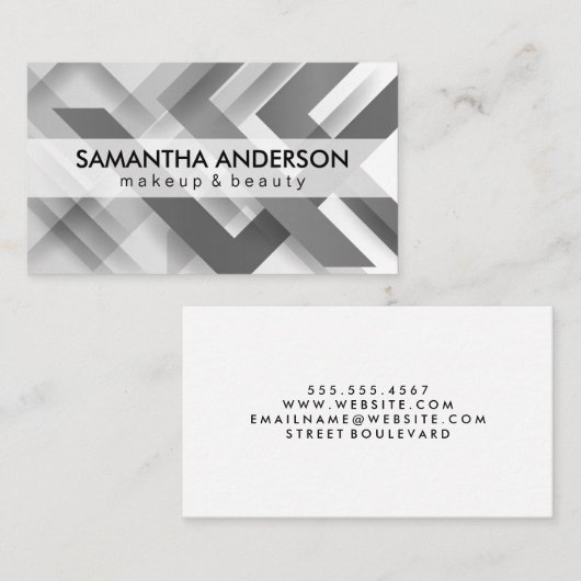 重なり合う灰色のジオメトリック線 名刺 (正面/裏面)