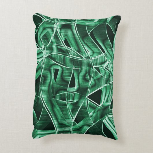 重なり合う緑色のアクリル切り出し アクセントクッション (裏面(縦))
