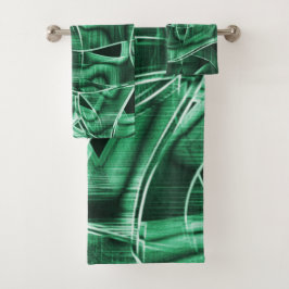 重なり合う緑色のアクリル切り出し バスタオルセット