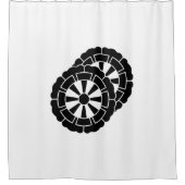 重なり合う花形の源氏カート シャワーカーテン (正面)