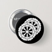 重なり合う花形の源氏車 缶バッジ (正面&裏面)