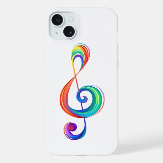 重なり合う虹のト音記号 iPhoneケース (裏面)