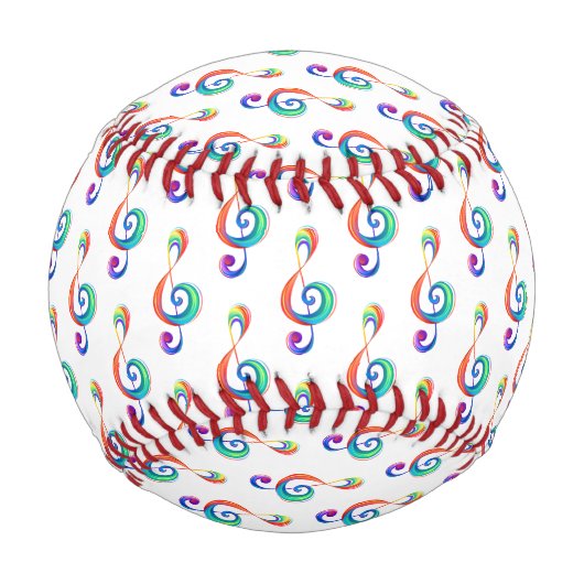 重なり合う虹色のト音記号 野球ボール (正面)