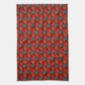 重なり合う赤い六角と「灰色の星」 キッチンタオル (縦)
