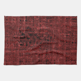 重なり合う赤い絵を描小方形 キッチンタオル