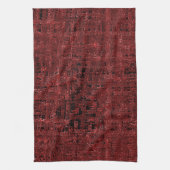 重なり合う赤い絵を描小方形 キッチンタオル (縦)