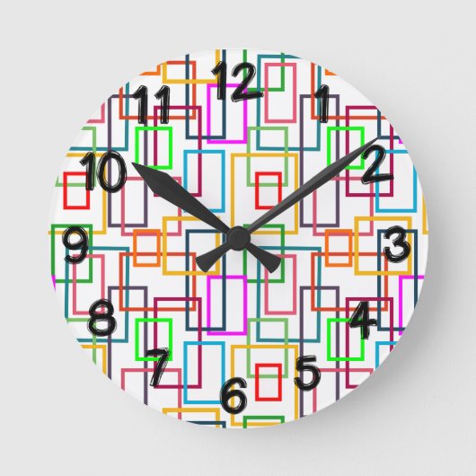 重なり合う長方形  ラウンド壁時計 (正面)