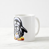 重ねられたペンギンの家族  コーヒーマグカップ (正面右)