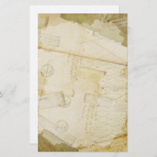 重ねられた古い文字の文房具 便箋 (正面/裏面)