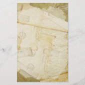 重ねられた古い文字の文房具 便箋 (正面)