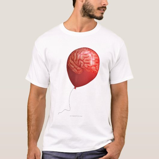 重ねられた頭脳を持つ気球のイラストレーション Tシャツ (正面)
