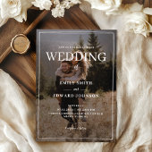 重ねエレガントシンプル合せ写真結婚の 招待状