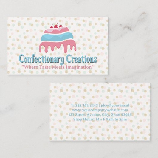 重ねケーキ(さくらんぼを上に置く) 名刺 (正面/裏面)