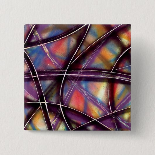 重ねファンキーカラフル線 缶バッジ (正面)