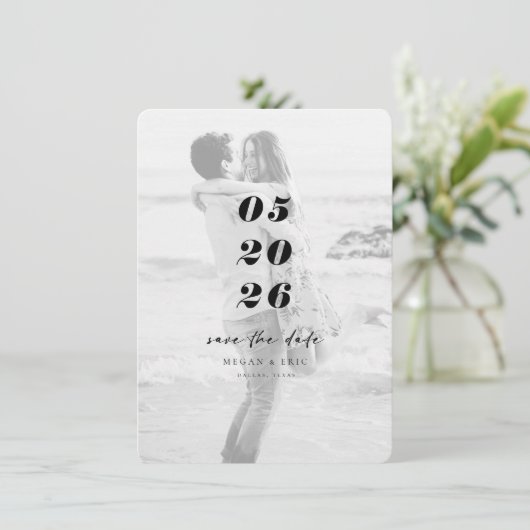 重ねモダンはっきりした合せ写真の保存日付 セーブザデート (スタンド正面)