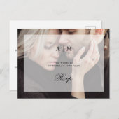 重ねモダン合わせ写真 |結婚式の出欠確認用はがき ポストカード (正面/裏面)