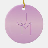 重ねユニーク合わせモノグラム | 柔らかいラベンダーピンク セラミックオーナメント (正面)