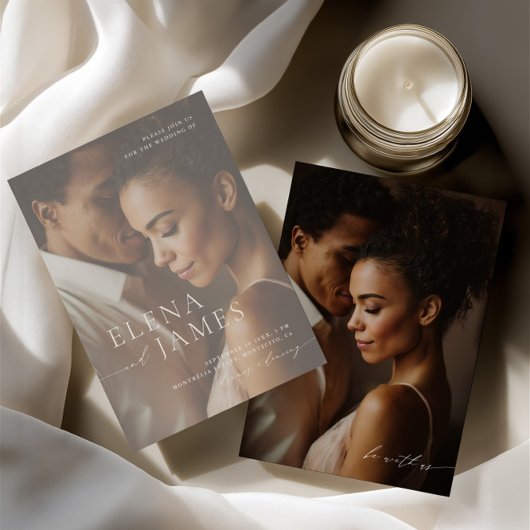 重エレガントねて写真のアイボリー結婚の 招待状