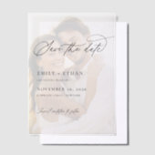 重エレガントねて写真の結婚式の日付を保存 ベラム紙招待状 (オフセット)