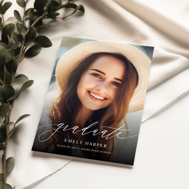 重エレガントねて2枚の写真卒業招待状 (クリエイターアップロード済み)