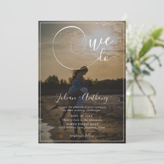 重エレガントねて2枚の写結婚真 招待状 (スタンド正面)